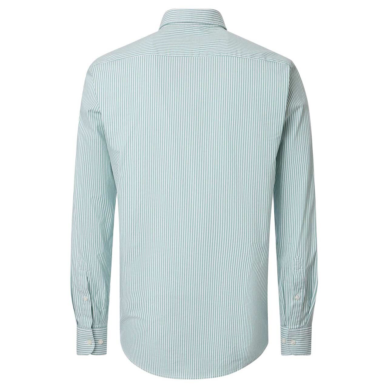 Herren Langarm Hemd von Casa Moda in Grün gestreift, Rückansicht