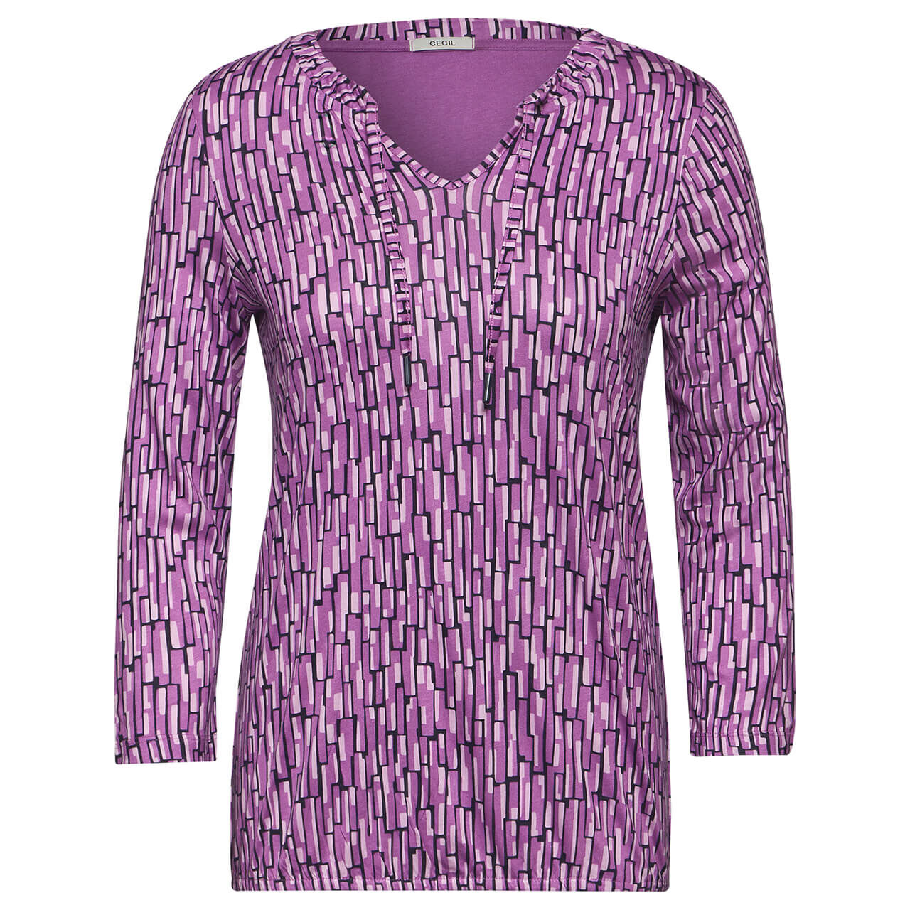 Cecil Damen 3/4 Arm Shirt Gathered Neck Tunic iced violet 