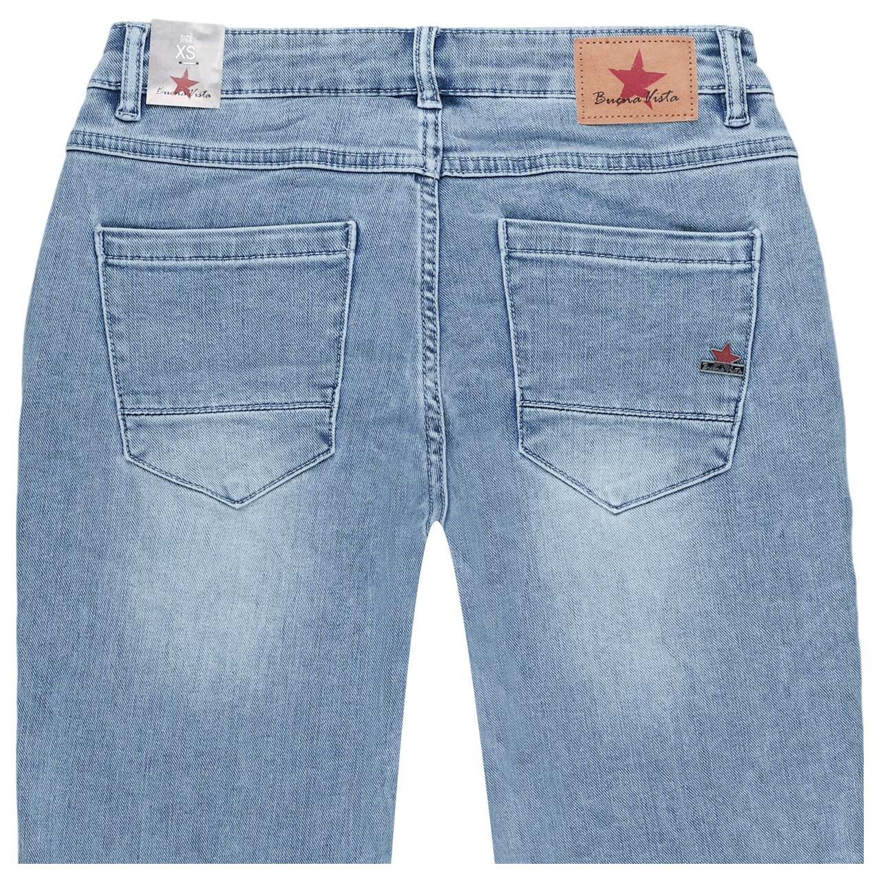 Damen Ankle Jeans Anna C Straight Cropped Stretch Denim von Buena Vista in Hellblau angewaschen, detaillierte Rückansicht