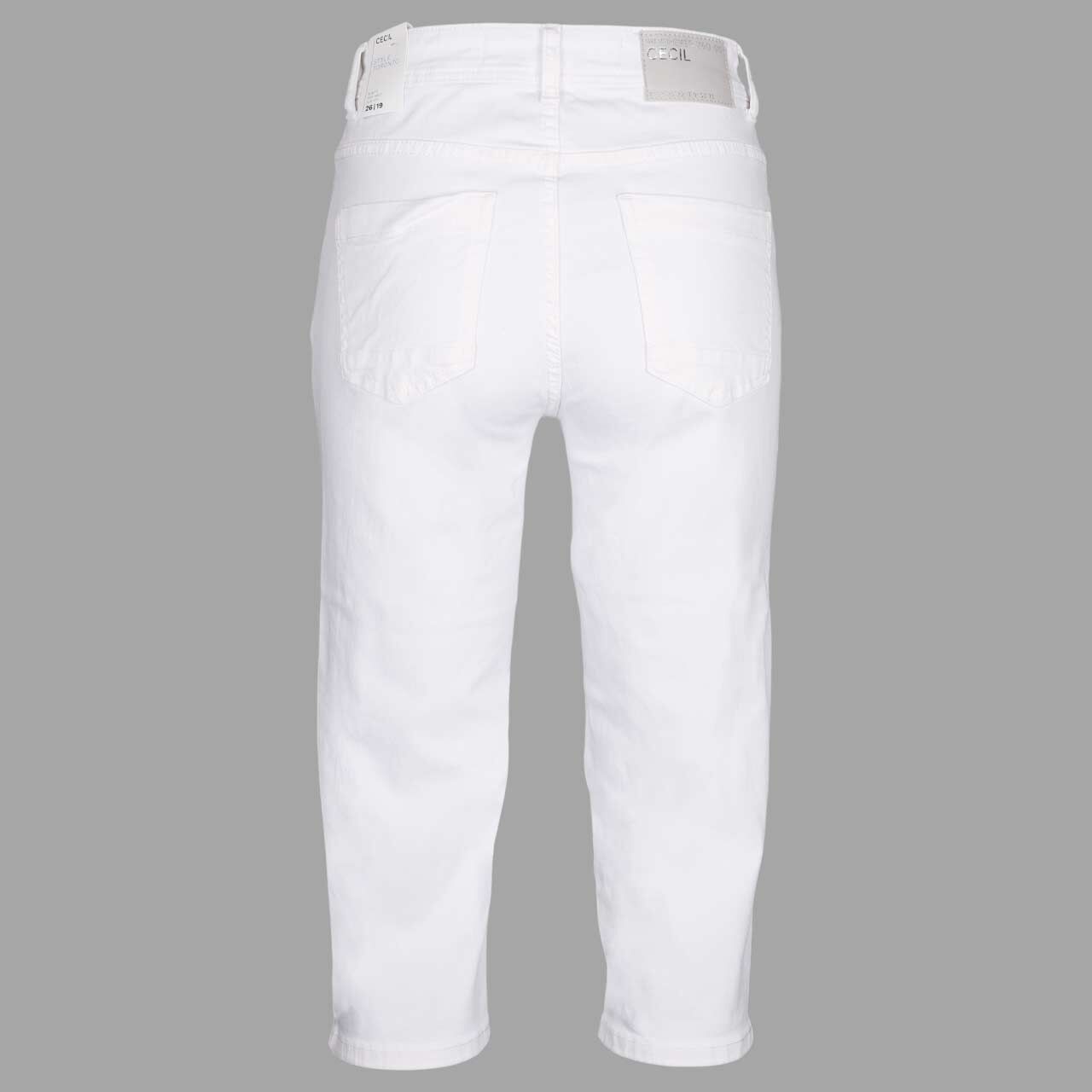 Damen Capri 3/4 Jeans Toronto von Cecil in Weiß, Rückansicht