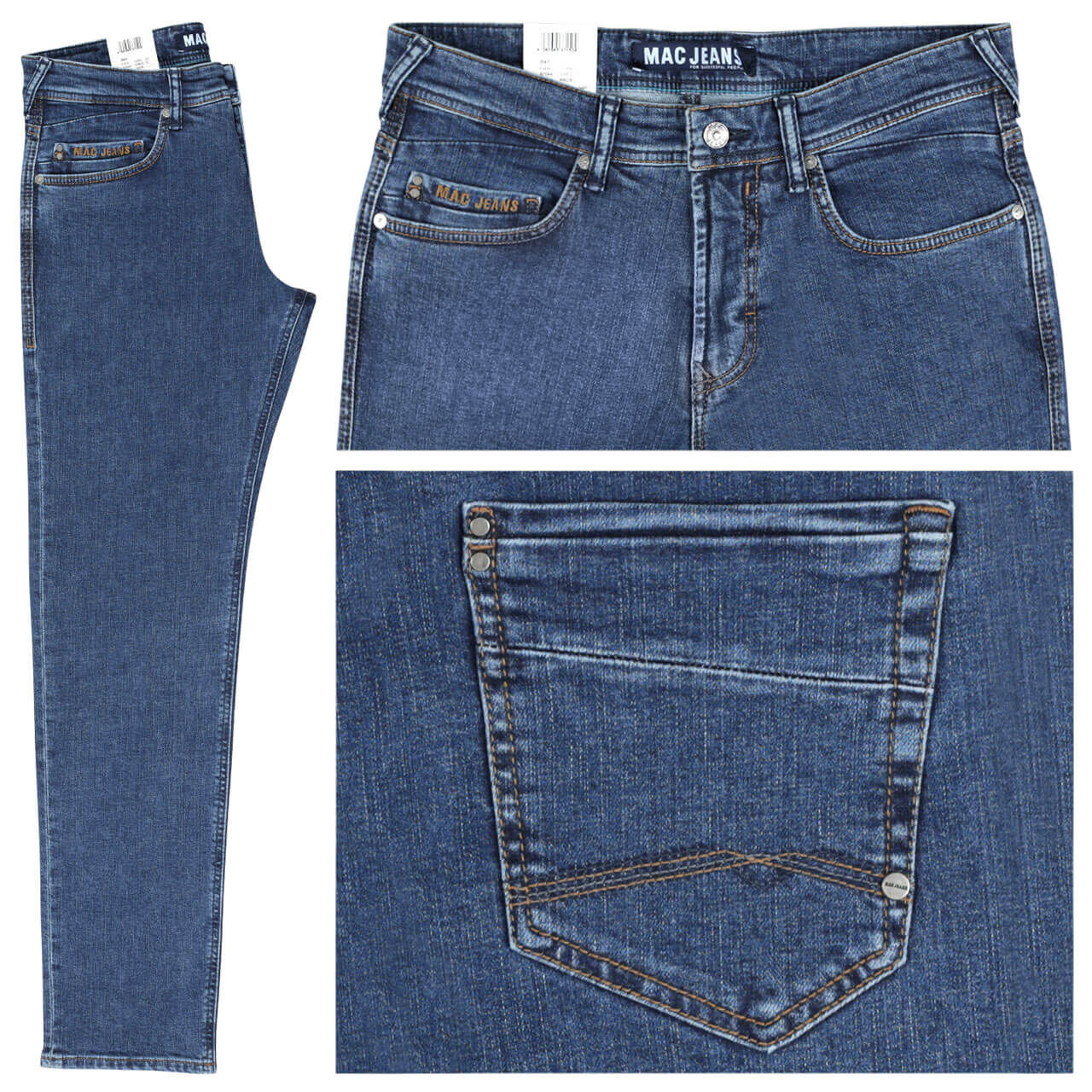 mac-jeans-ben-authenticblue-h608 MAC Jeans Ben für Herren in Mittelblau, FarbNr.: H608