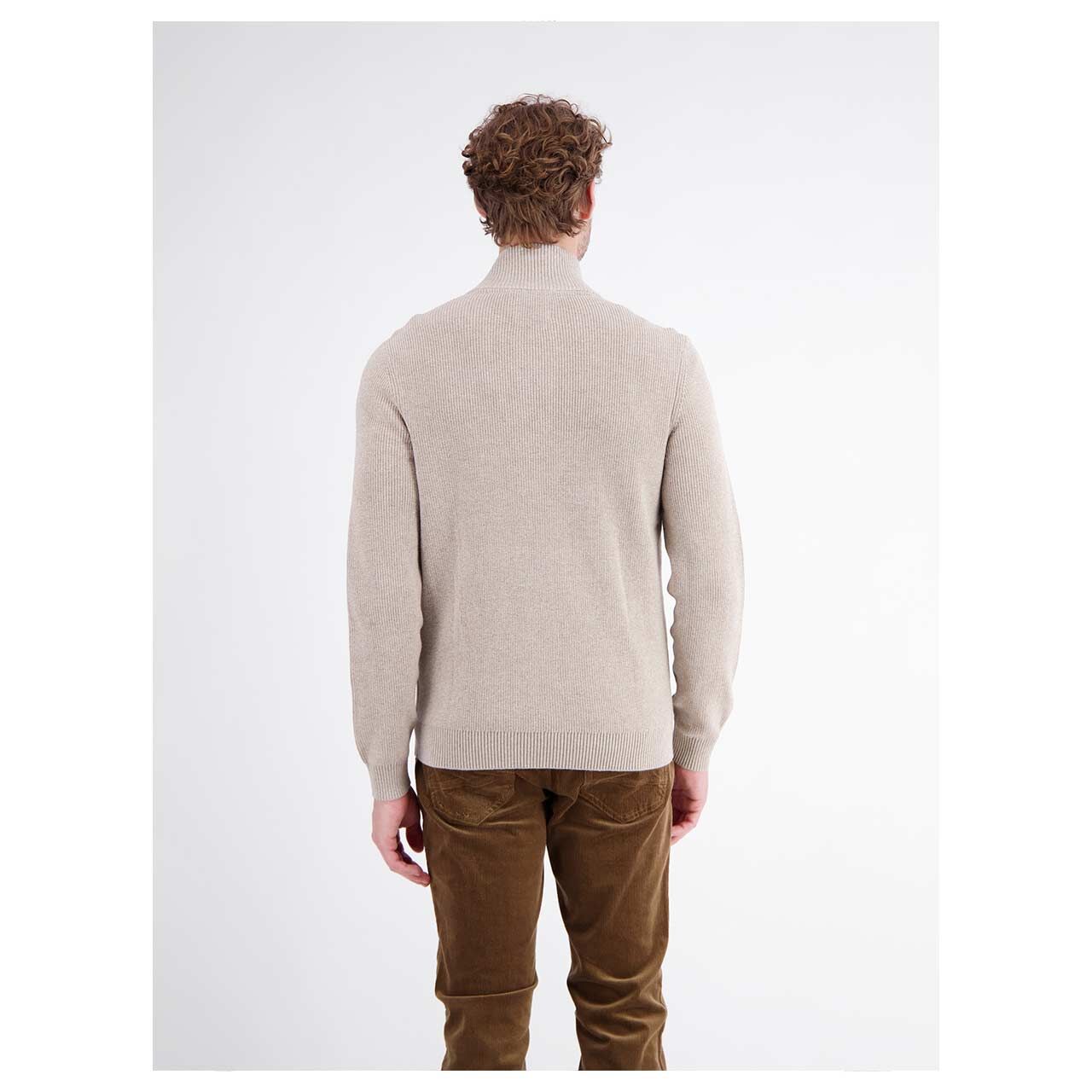 Herren Strickjacke von Lerros in Beige meliert, Rückansicht am Model