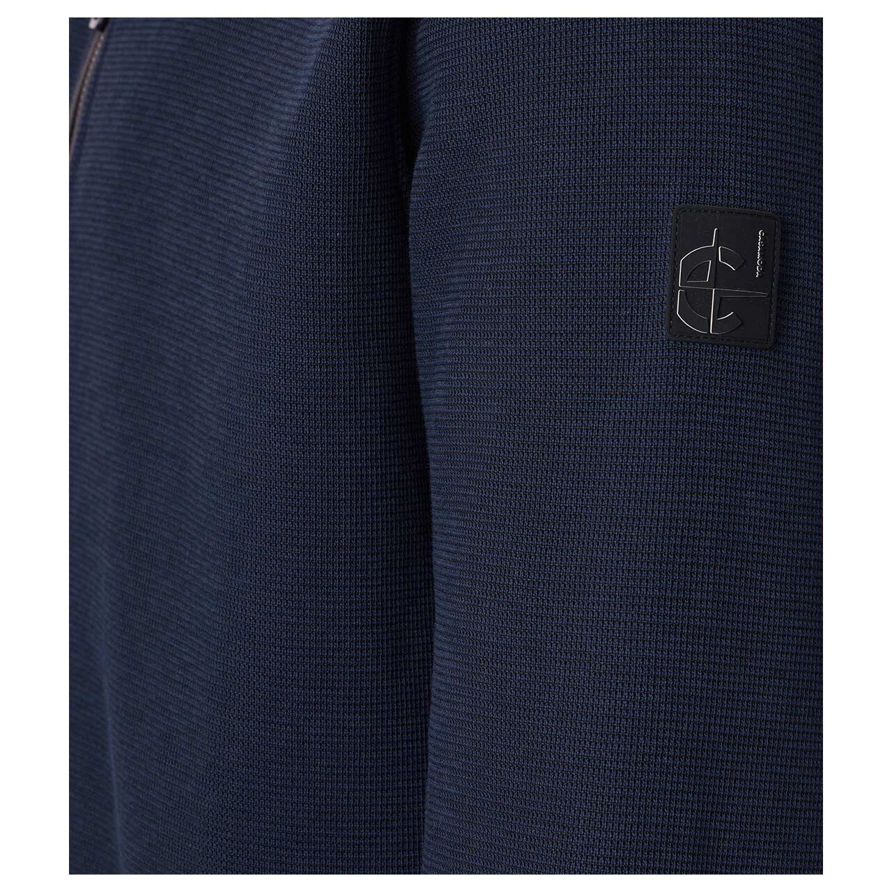 Herren Strickjacke von Casa Moda in Dunkelblau meliert, Detailansicht Logo
