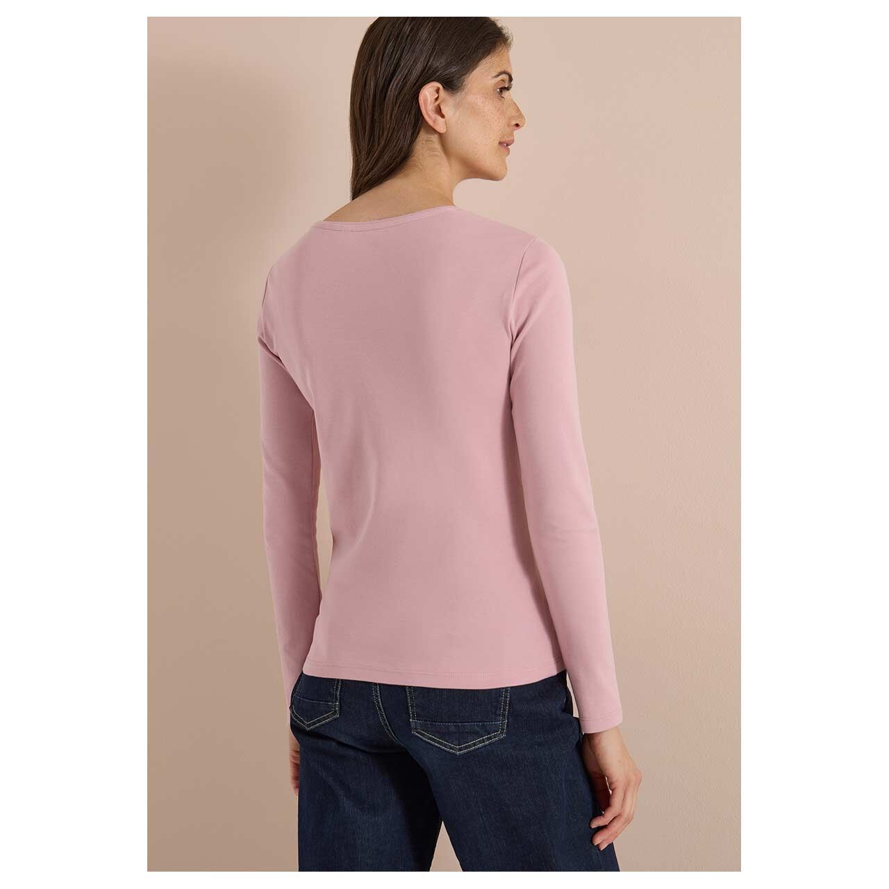 Damen Langarm Shirt Pia von Cecil in Rosa, Rückansicht am Model