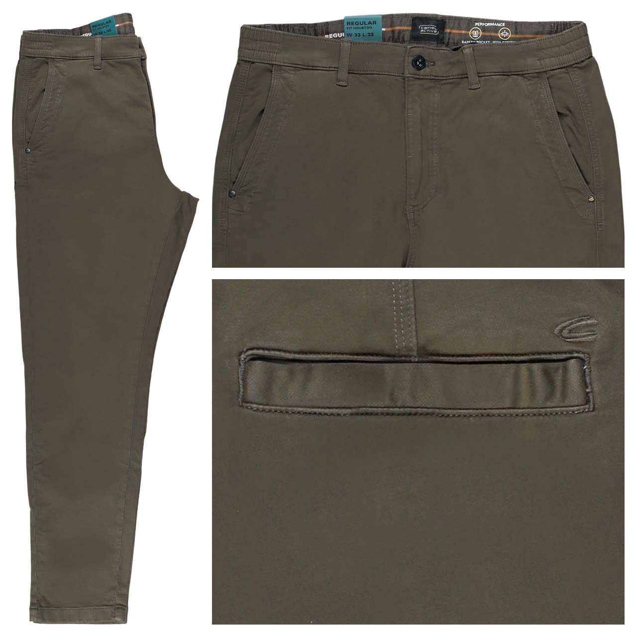 Camel active Houston fleXXX Chino Baumwollhose dark olive green