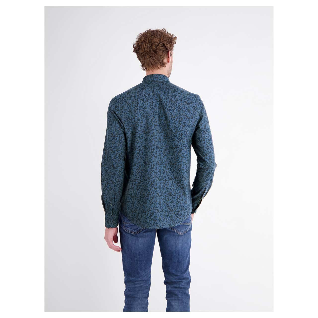 Herren Hemd von Lerros in Dunkelblau mit Print, Rückansicht mit Model