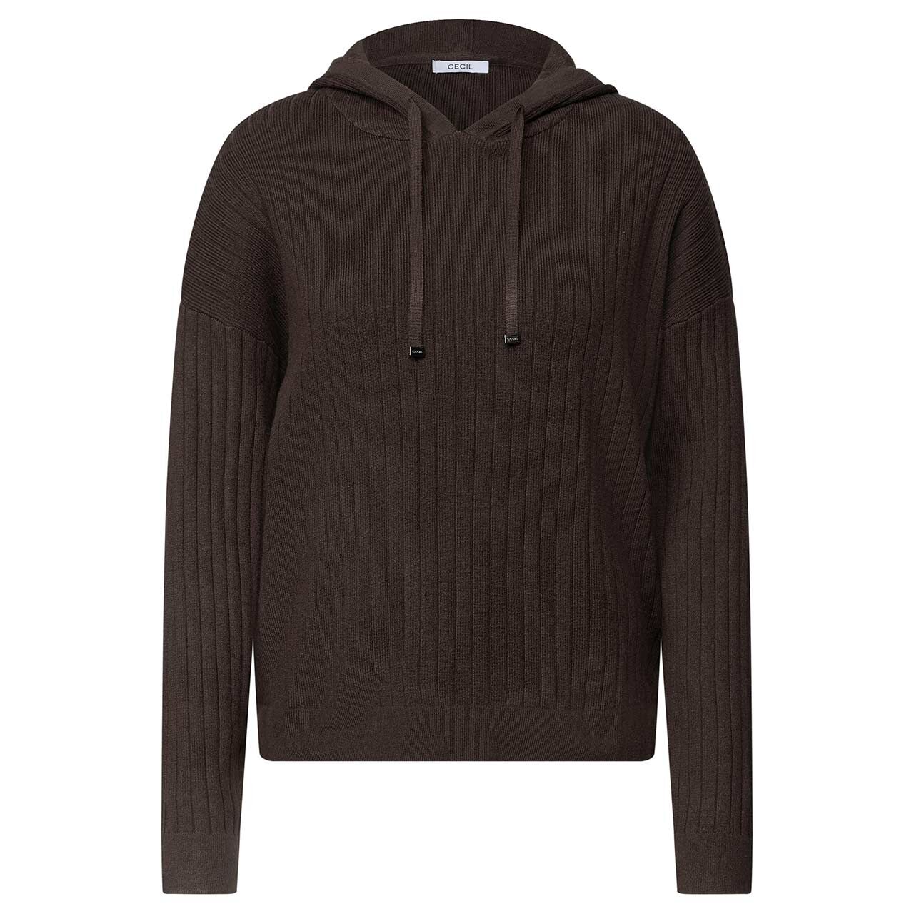 Cecil Damen Hoodie Pullover Cosy Ribbed truffle brown melange