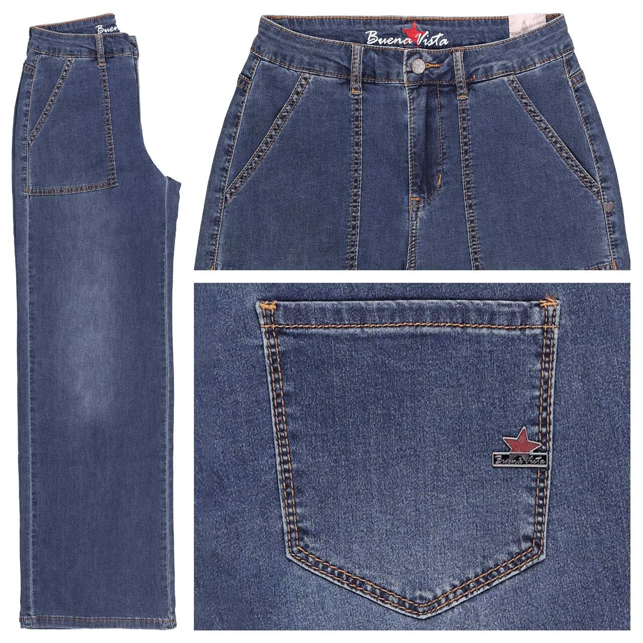 Buena Vista Wide Leg Worker Light Denim Jeans dark blue