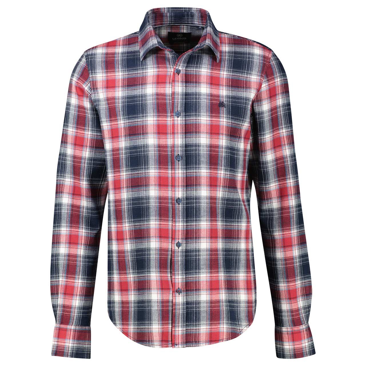 Lerros Herren Langarm Hemd classic navy red check