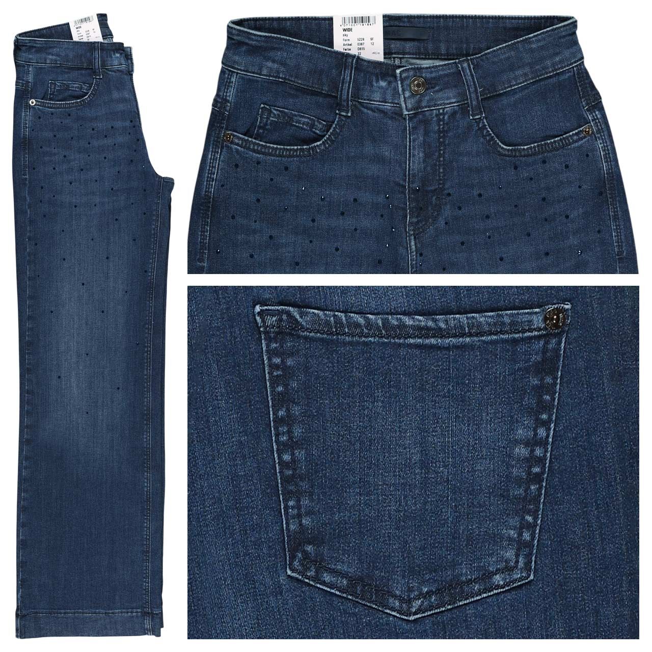 MAC Wide Jeans Strass fashion mid blue wash sky