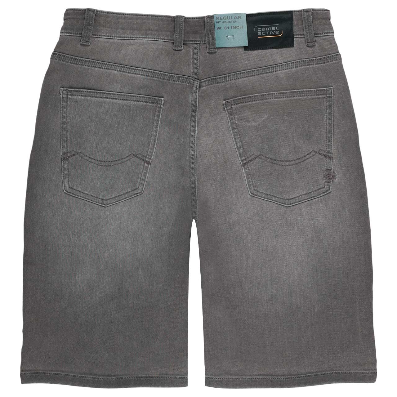 Stretch Herren Jeans Bermuda Houston fleXXX von Camel active in Grau angewaschen, Rückansicht