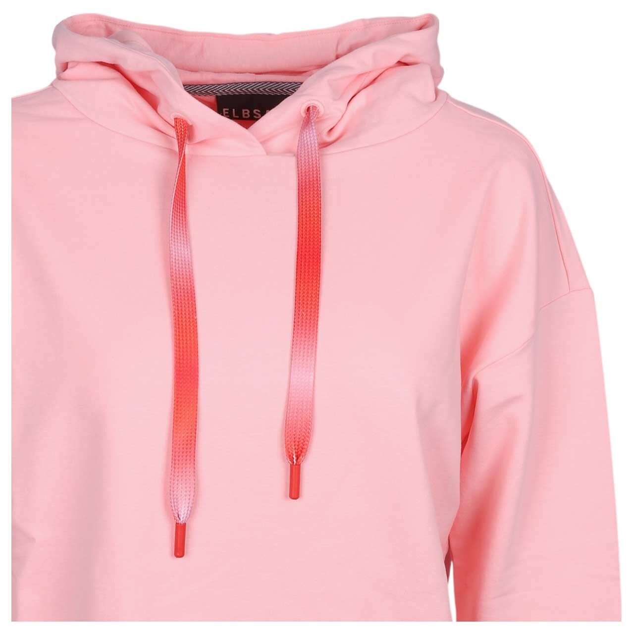 Damen Hoodie Sweatshirt Ela von Elbsand in Rosa mit Print, detaillierte Vorderansicht