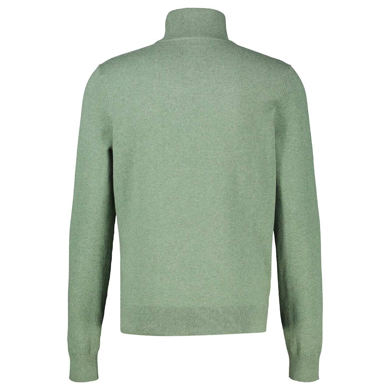 Herren Pullover Troyer von Lerros in Dunkelgrün meliert, Rückansicht