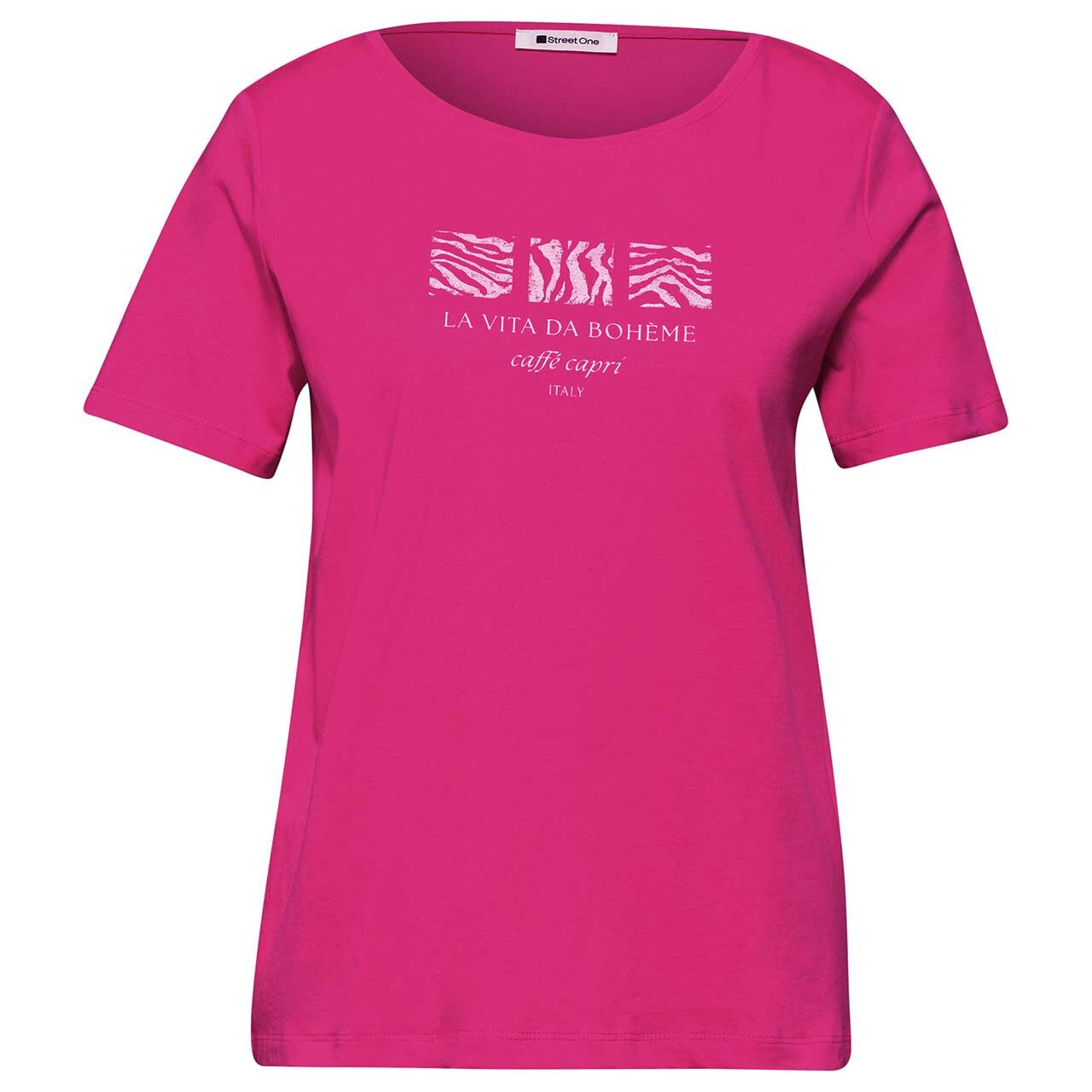 Street One Damen T-Shirt Basic Pearl Print magenta dream