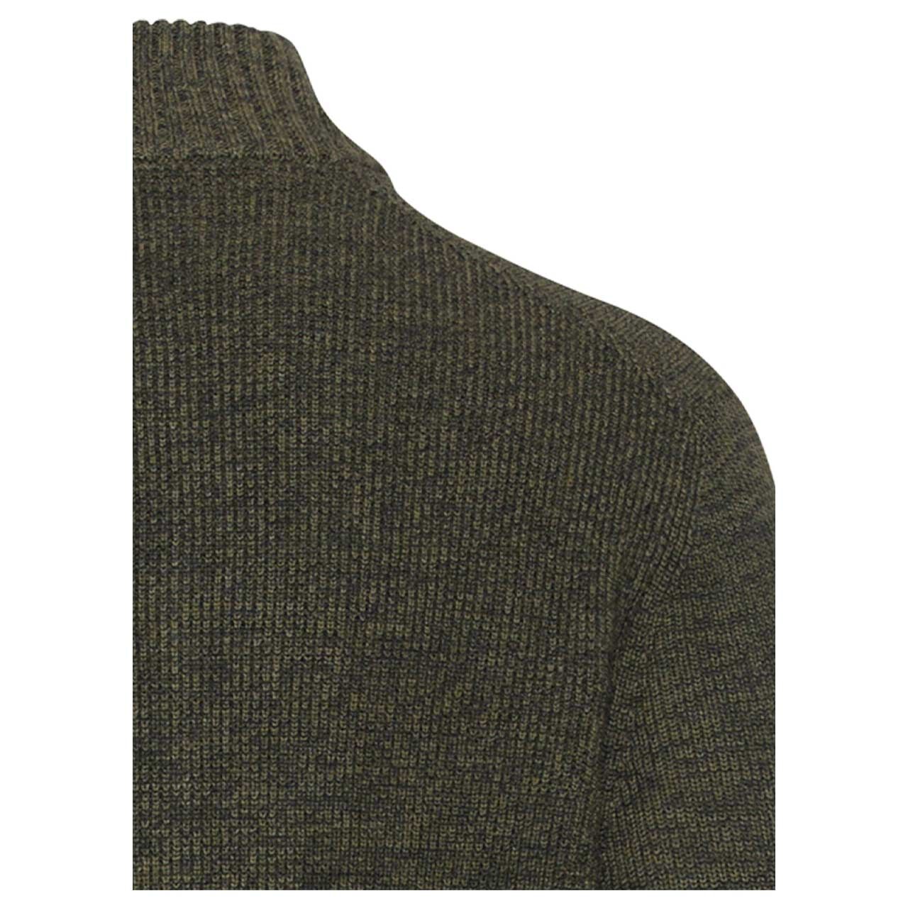 Herren Pullover Troyer von Camel active in der Farbe Dunkelgrün meliert, detaillierte Rückansicht Kragen