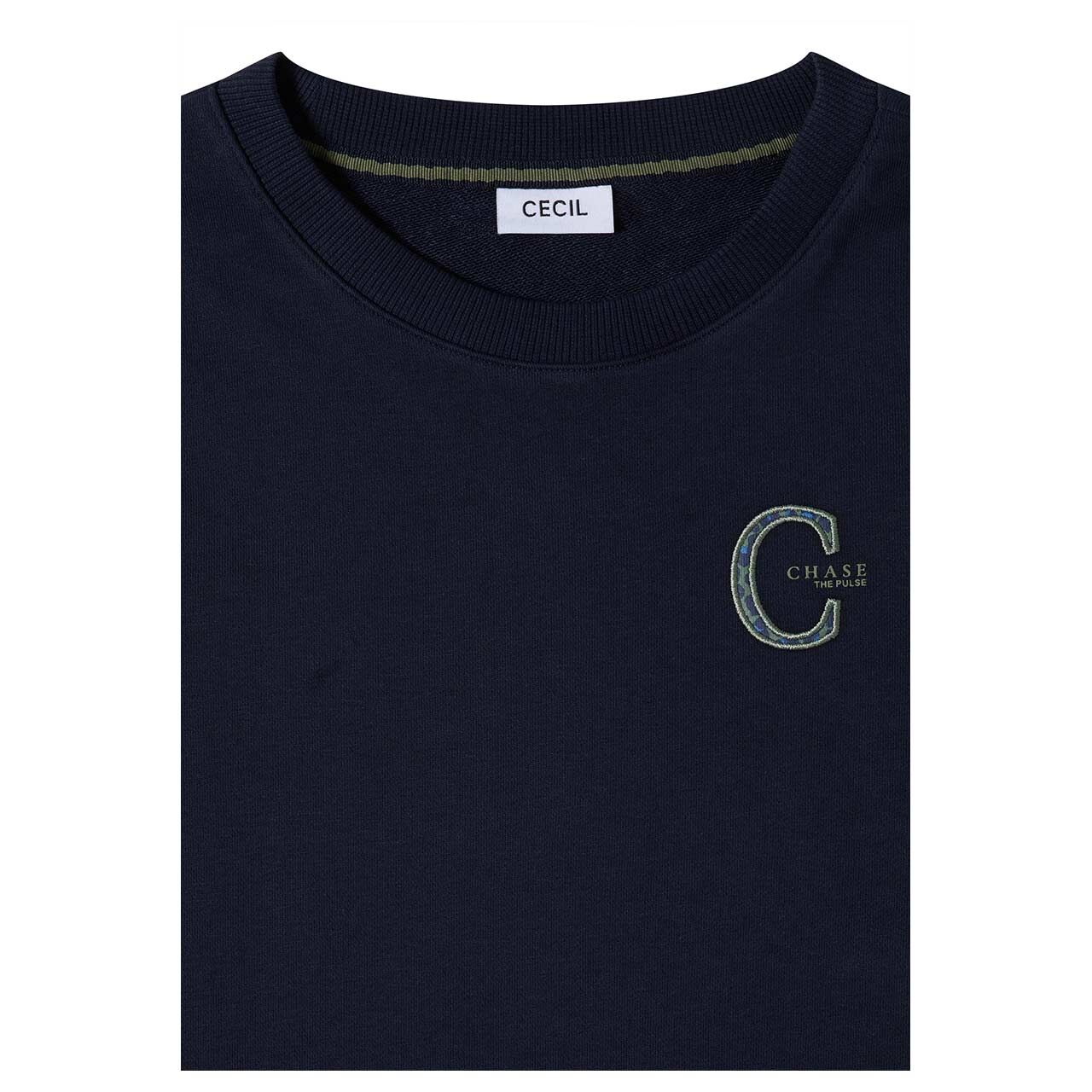 Cecil Damen Sweatshirt Solid Embroidery urban dark blue