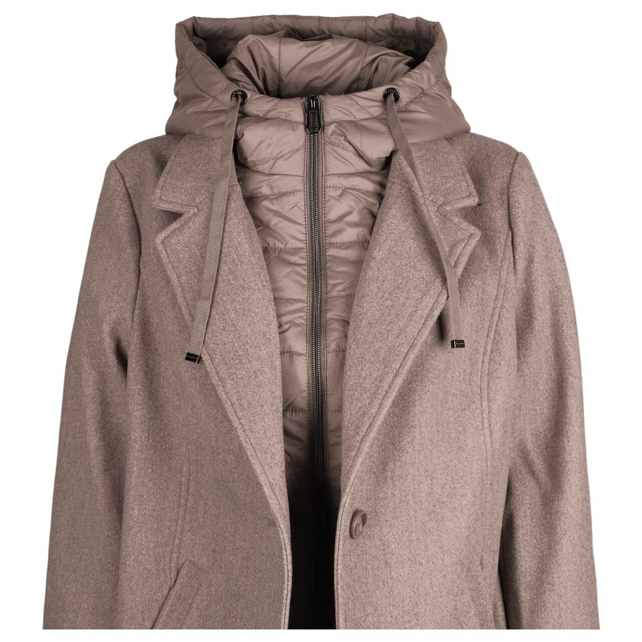 Damen Mantel Long Revers Coat von Street One in Greige meliert, Vorderansicht am Model