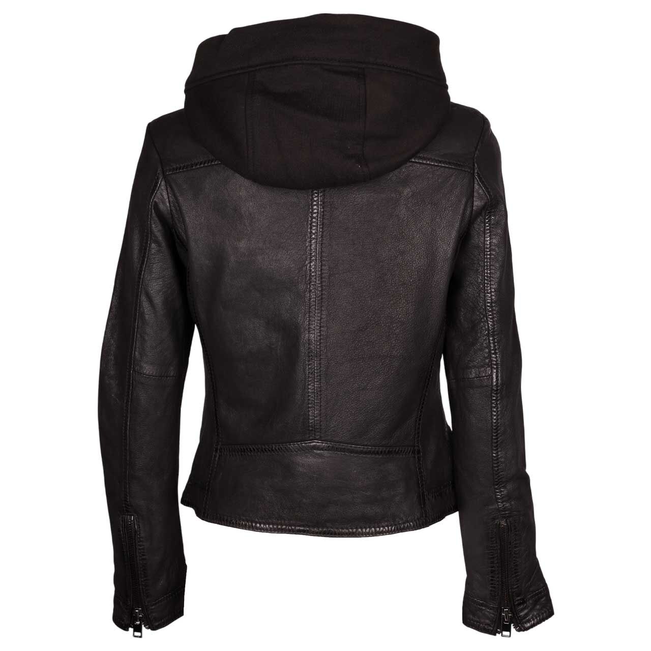 Damen Lederjacke Alyka von Mauritius in Schwarz, Rückansicht