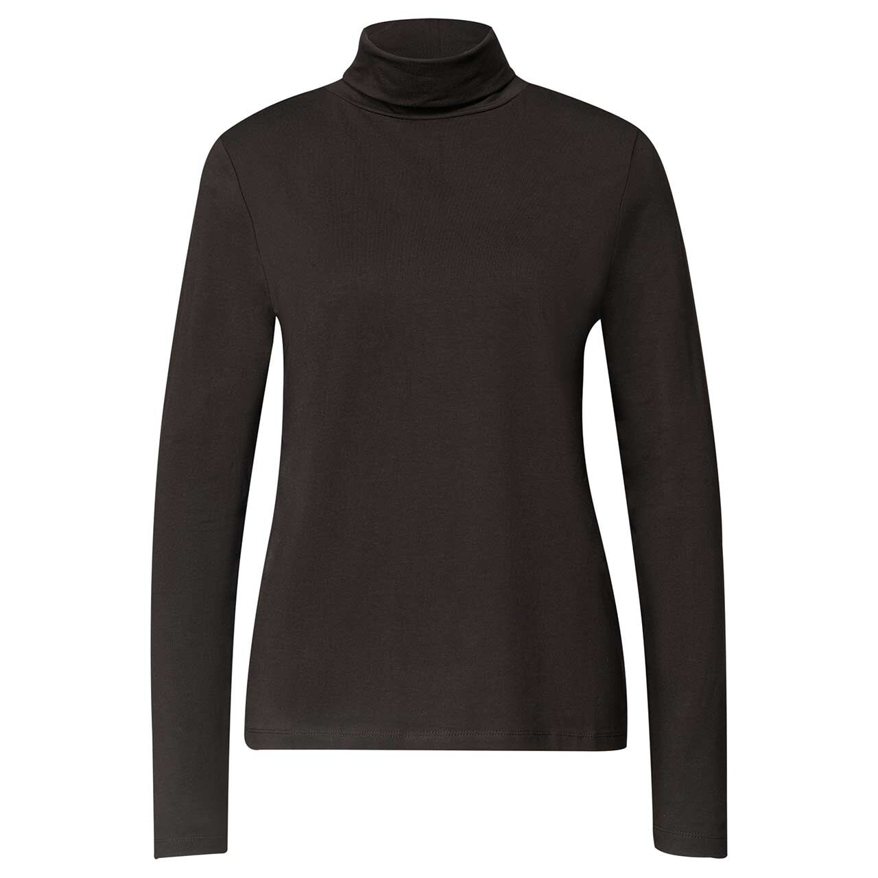 Street One Damen Rollkragen Langarmshirt Feminim Roll Neck black coffee