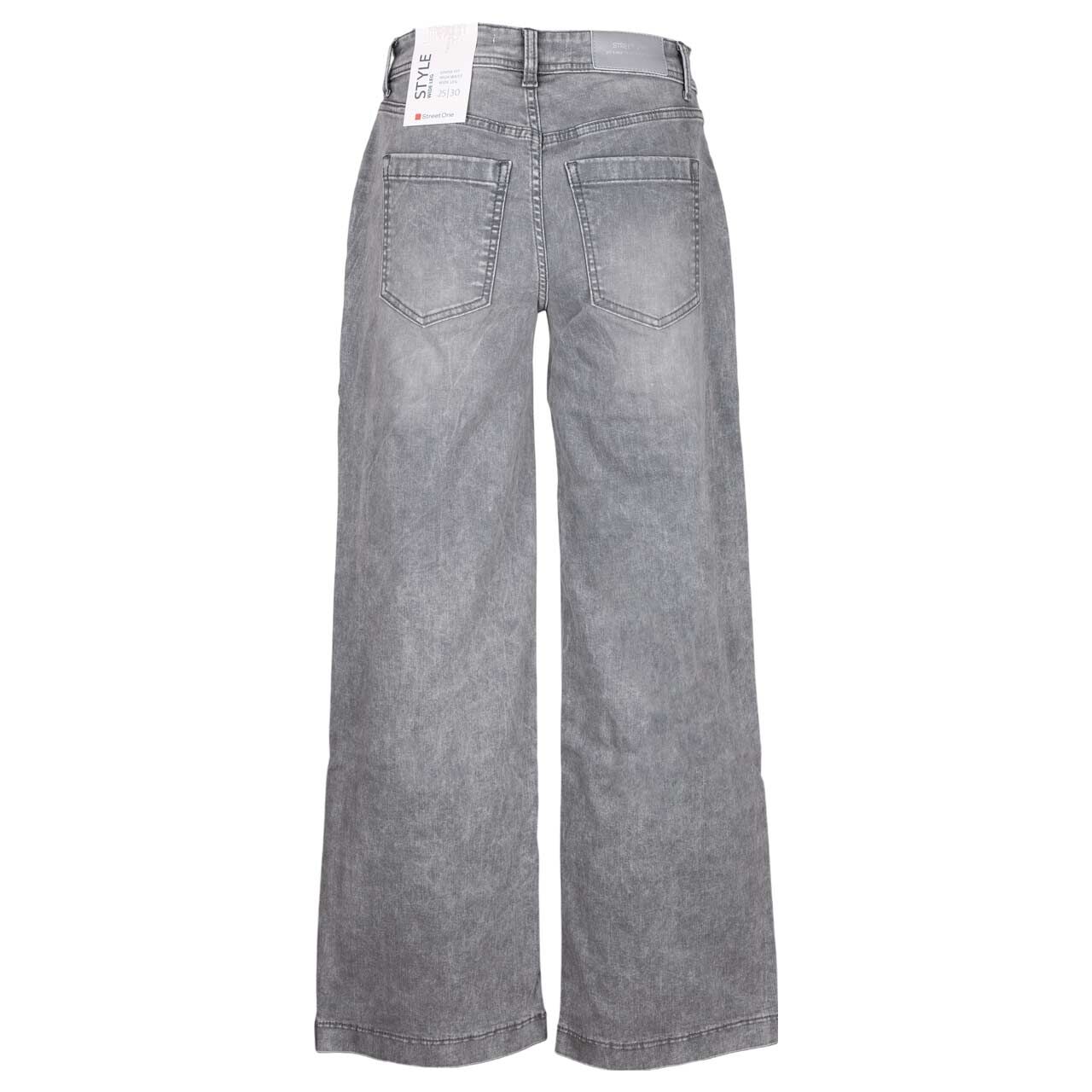 Damenjeans Wide Leg von Street One in Hellgrau verwaschen, Rückansicht