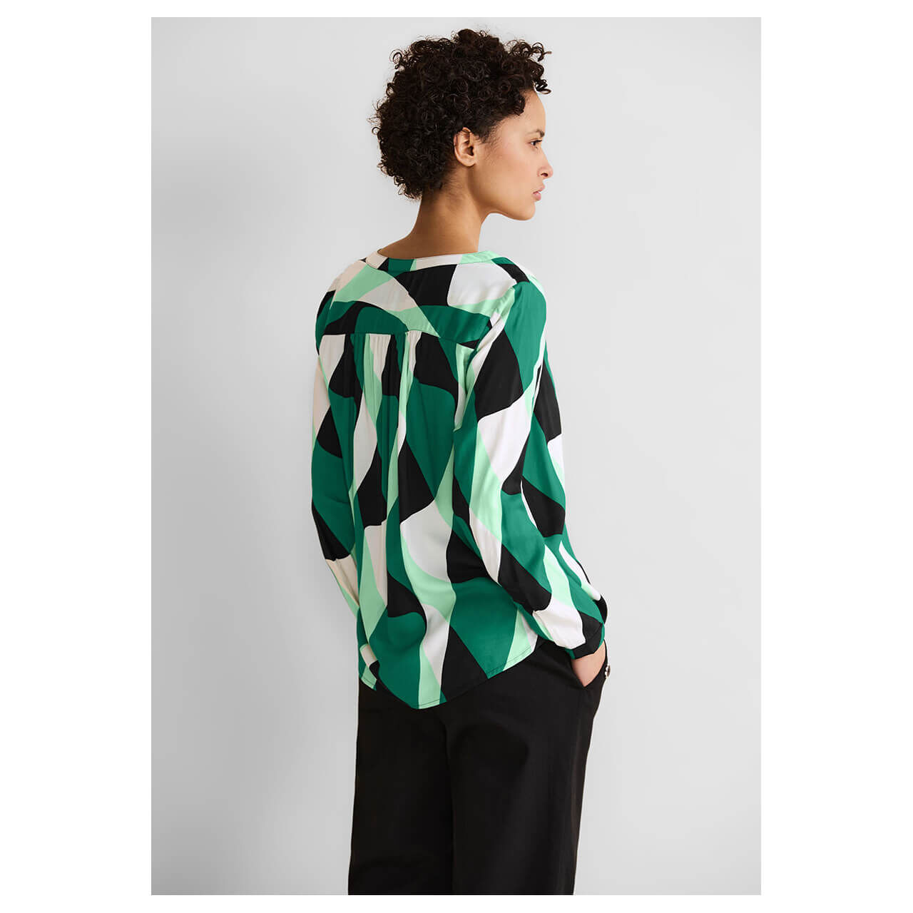Street One Damen Langarm Bluse Bamika fresh green