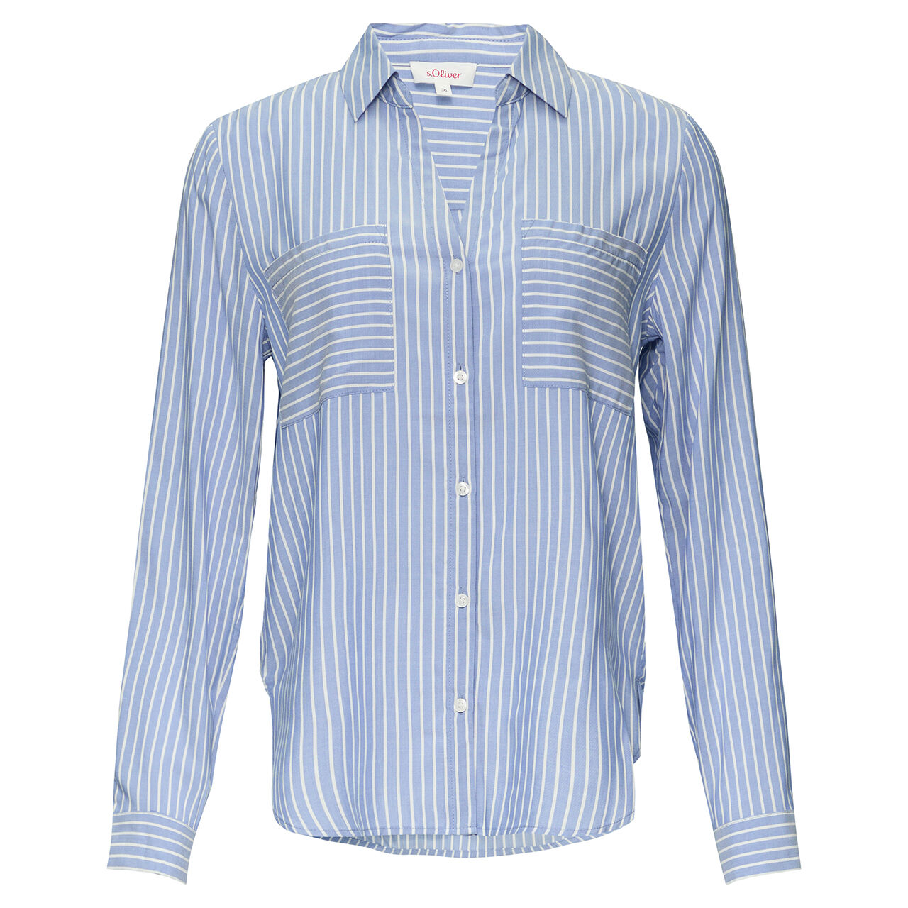 s.Oliver Damen Langarm Bluse stone blue stripe