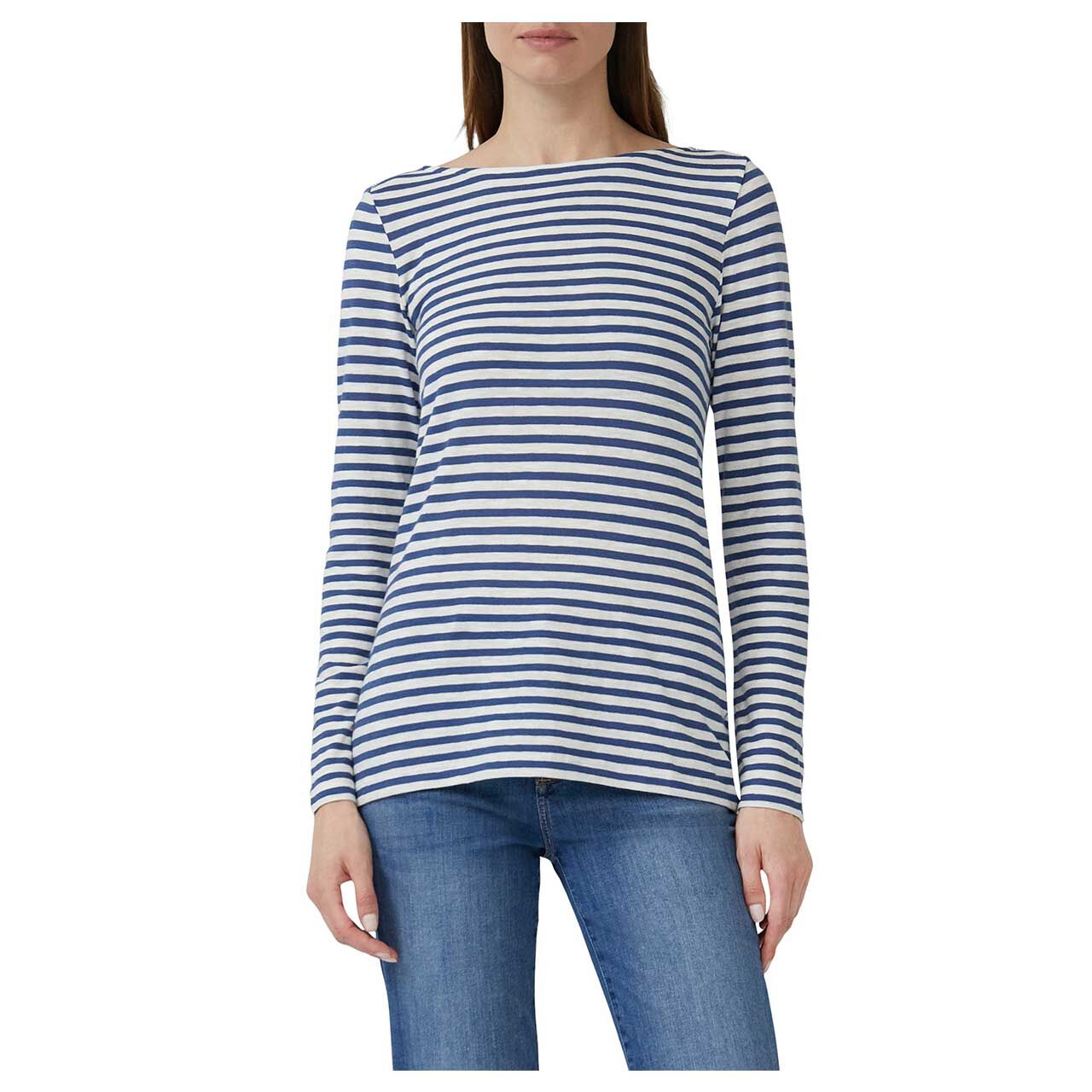Damen Langarm Shirt von s.Oliver in Blau gestreift, Vorderansicht