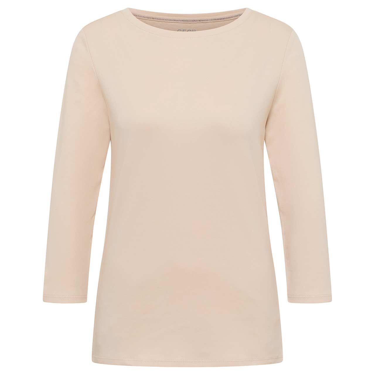 Cecil Damen 3/4 Arm Shirt Basic Boatneck smooth sand beige