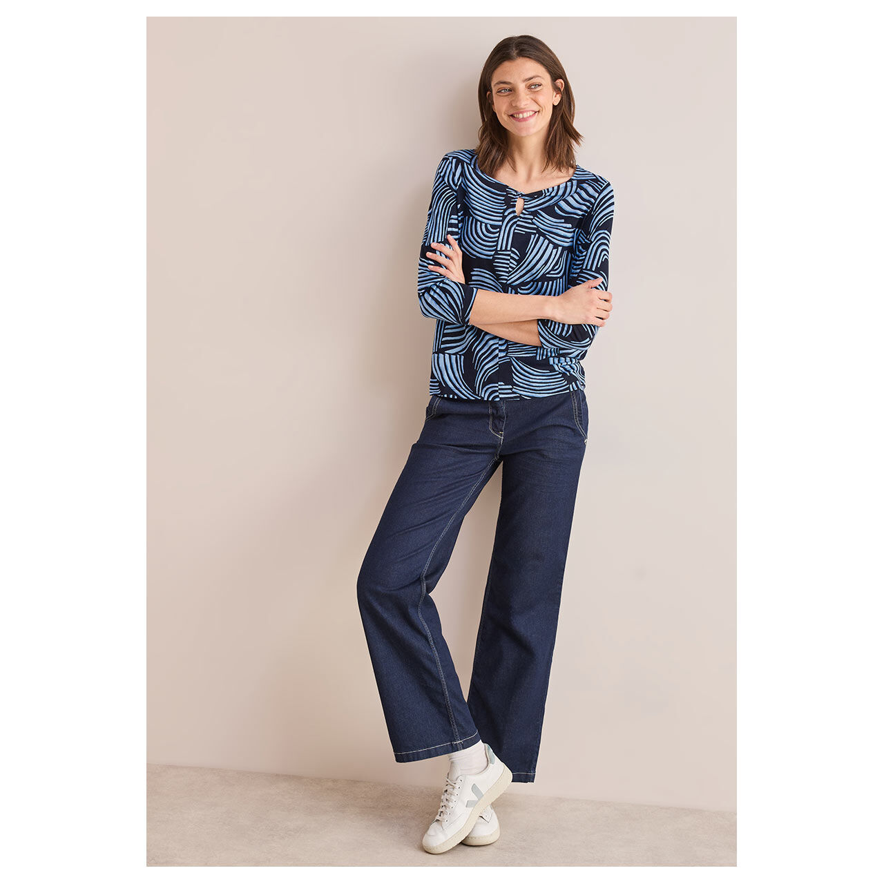 Cecil Damen 3/4 Arm Shirt Twist Detail universal blue