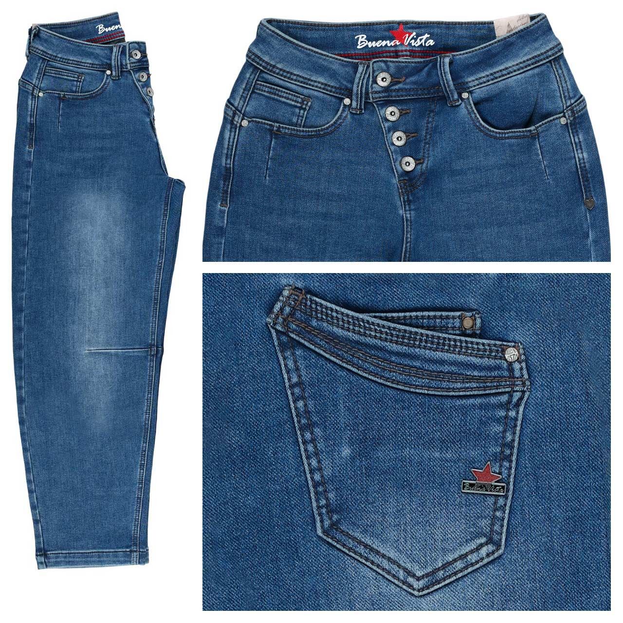 Buena Vista Malibu 7/8 Relaxed Soft Warming Jeans north sea blue thermo denim