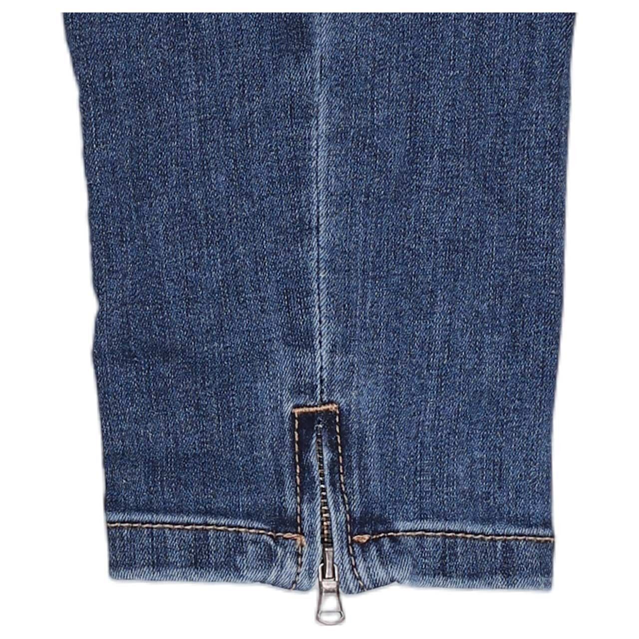Damenjeans Italy V 7/8 Stretch Denim von Buena Vista in Blau angewaschen mit Destroyed-Effekten, Detailansicht Saum