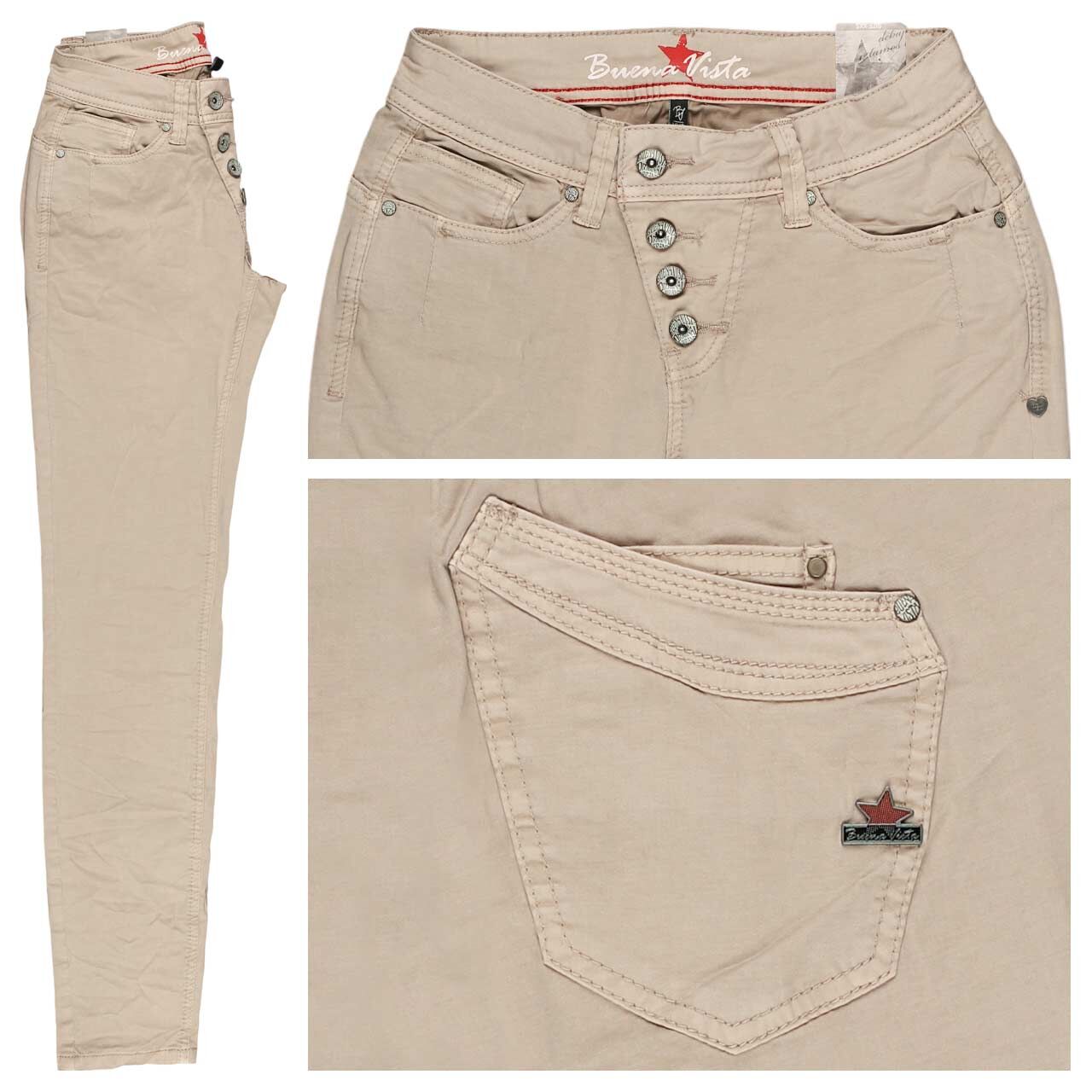 Buena Vista Malibu Cropped Stretch Twill Ankle Baumwollhose sand
