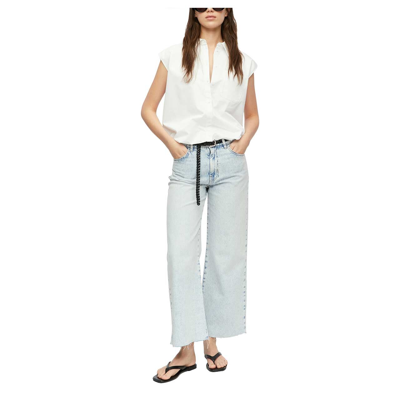 Damen Blusen Top von Comma in Weiß, Ganzkörperansicht am Model
