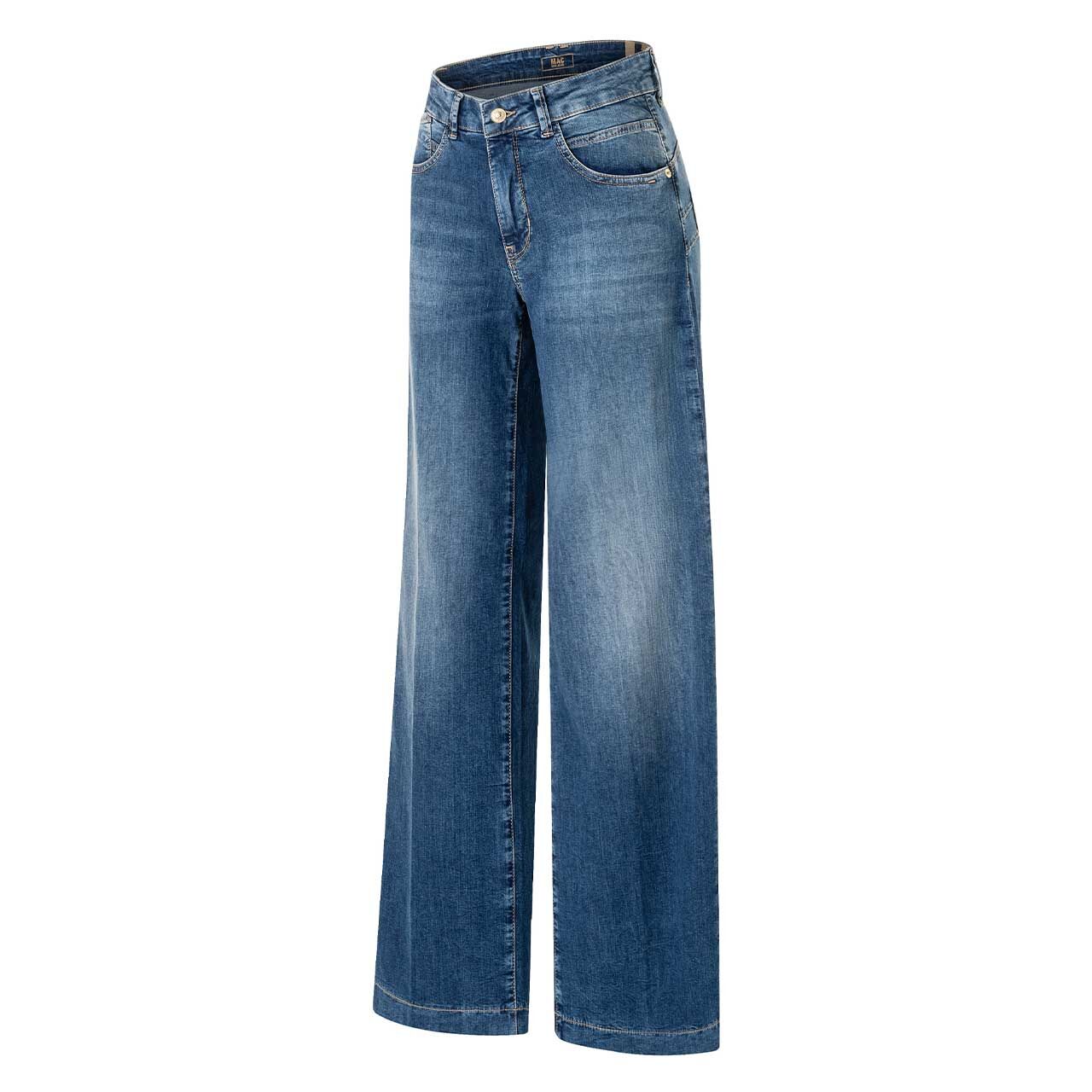 Stretch Damenjeans Rich Palazzo von MAC in Blau angewaschen, Seitenansicht