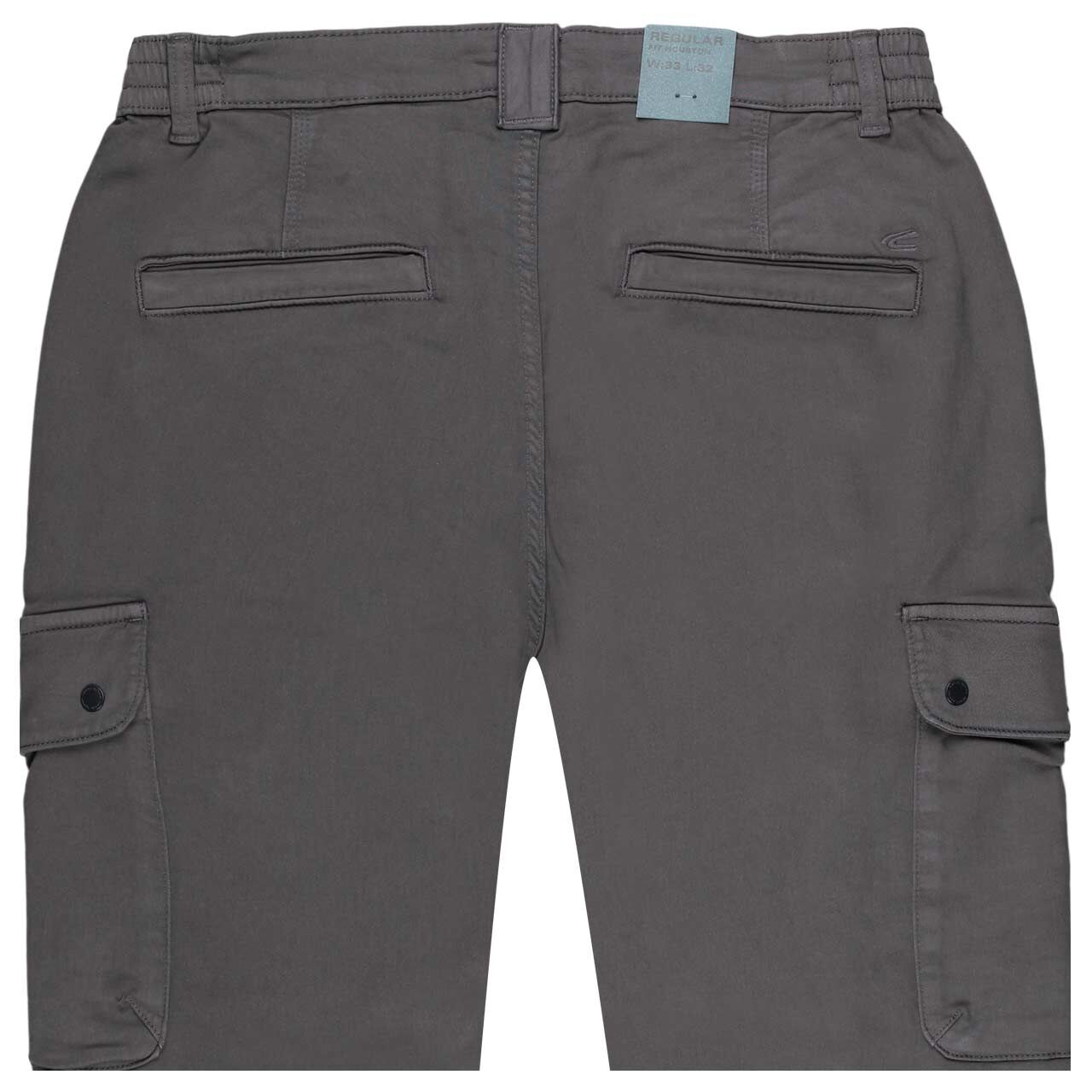 Herren Baumwollhose Houston von Camel active in Dunkelgrau, detaillierte Rückansicht