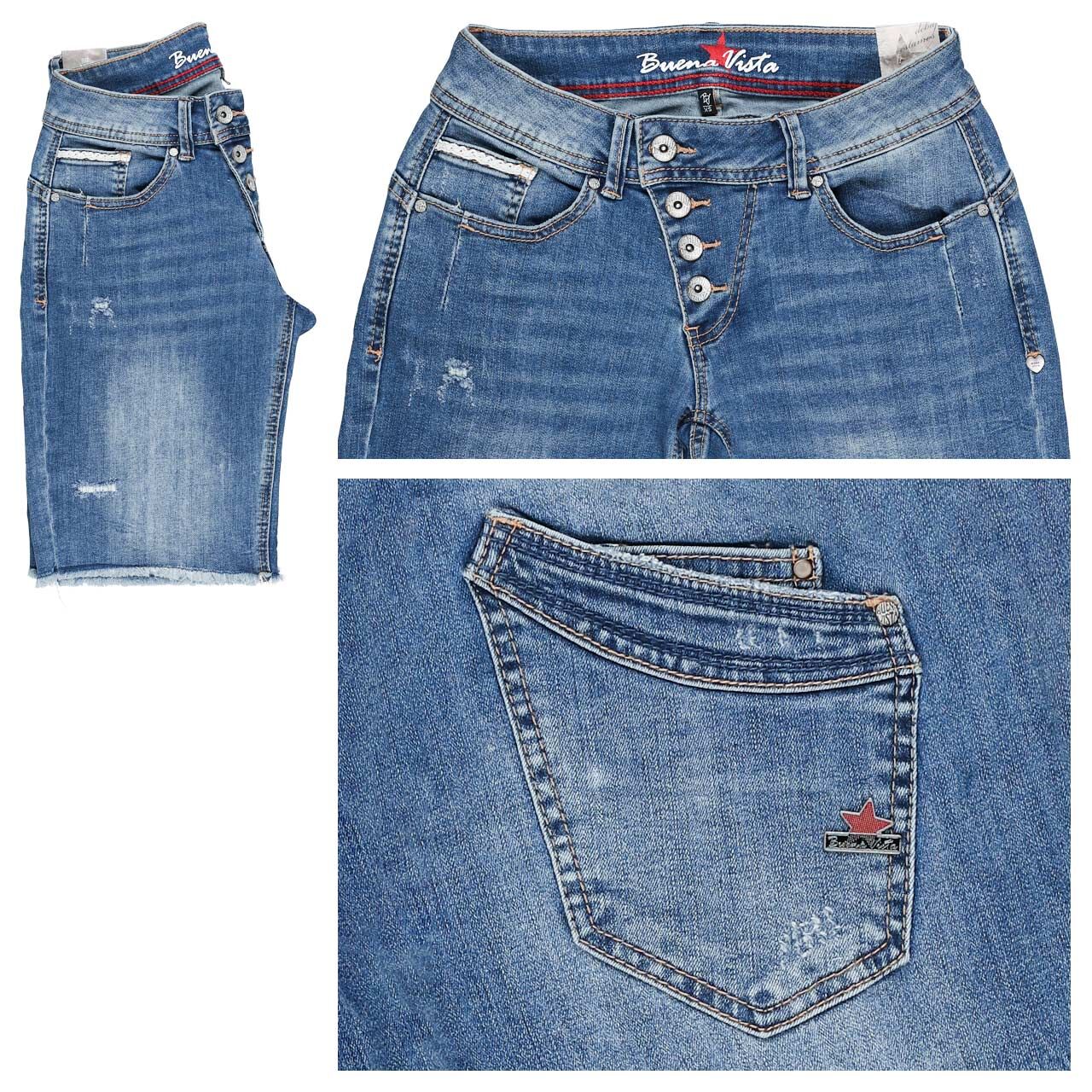 Buena Vista Malibu-Short Stretch Denim Jeans roughed repair