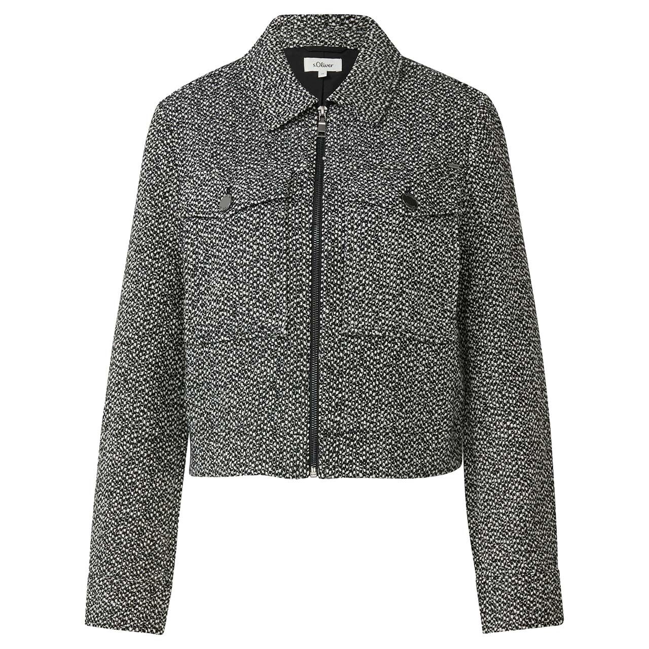 s.Oliver Damen Bouclé Jacke black saltpepper