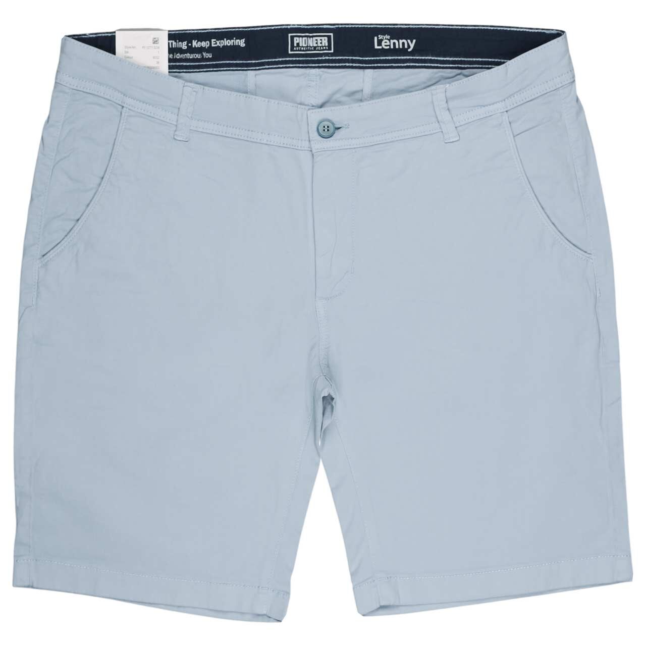 Stretch Herren Chino Baumwoll Bermuda Lenny in Hellblau von Pioneer, Vorderansicht