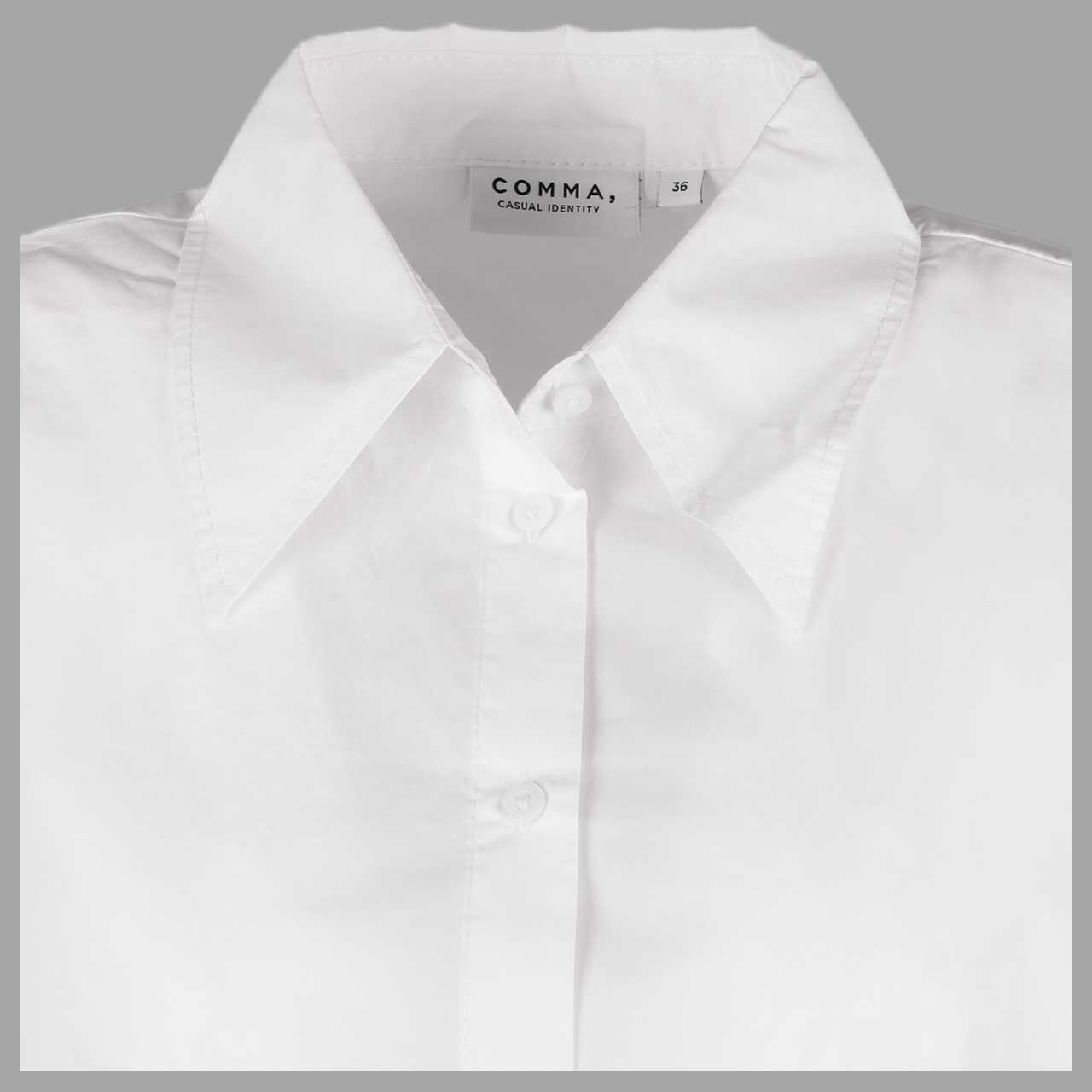 Damen Langarm Bluse von Comma in Weiß, detaillierte Vorderansicht