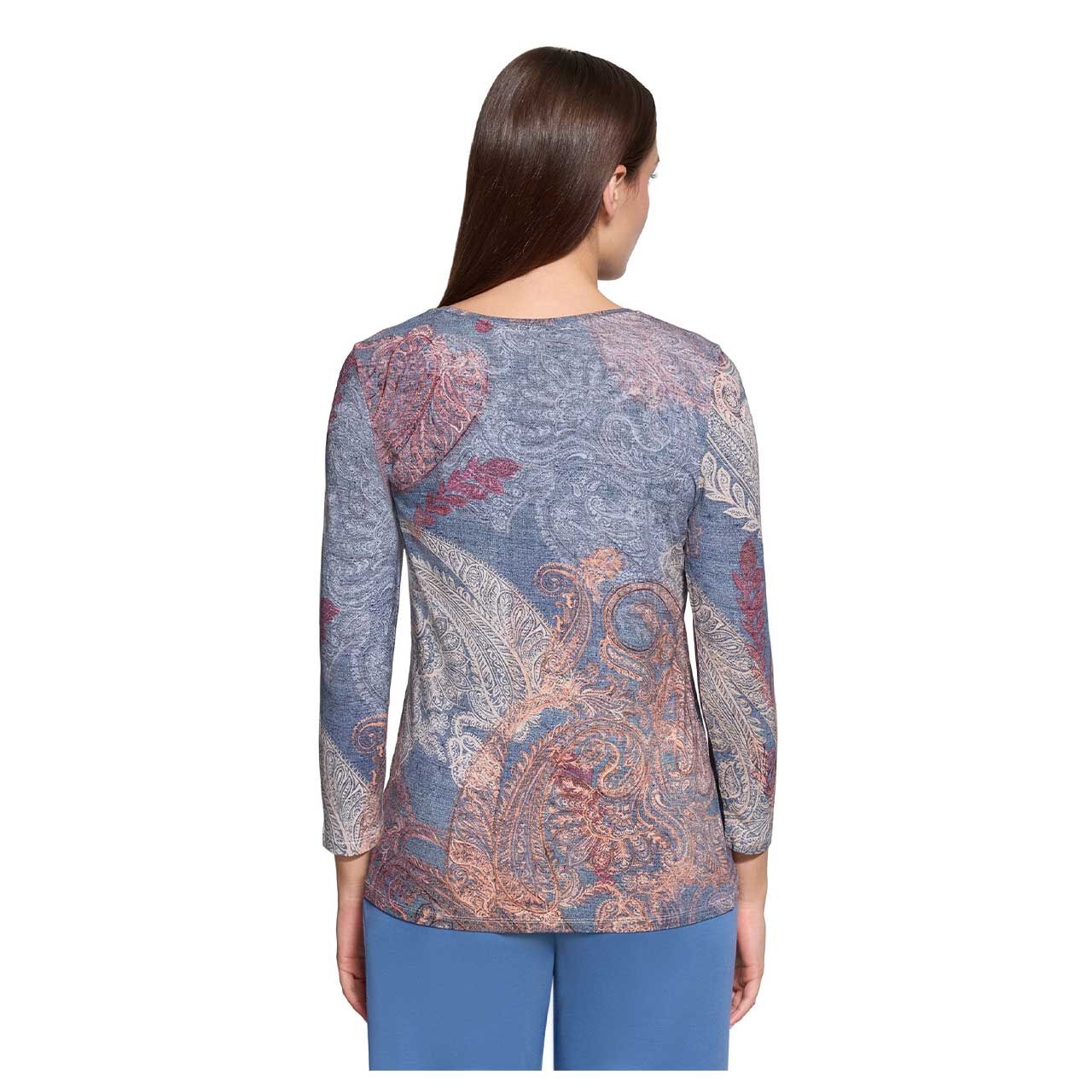 Damen 3/4 Arm Shirt von Betty Barclay in Blau mit Print, Rückansicht am Model