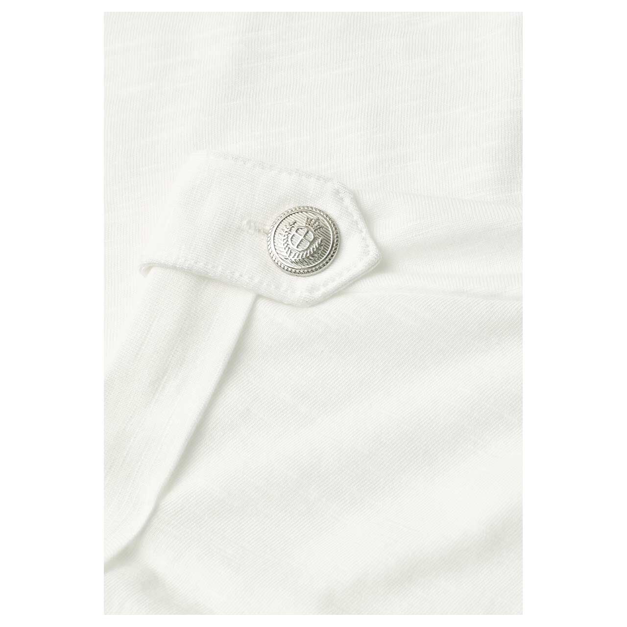 Damen T-Shirt Basic Deco Buttons von Street One in Cremeweiß meliert, Detailansicht Knopf