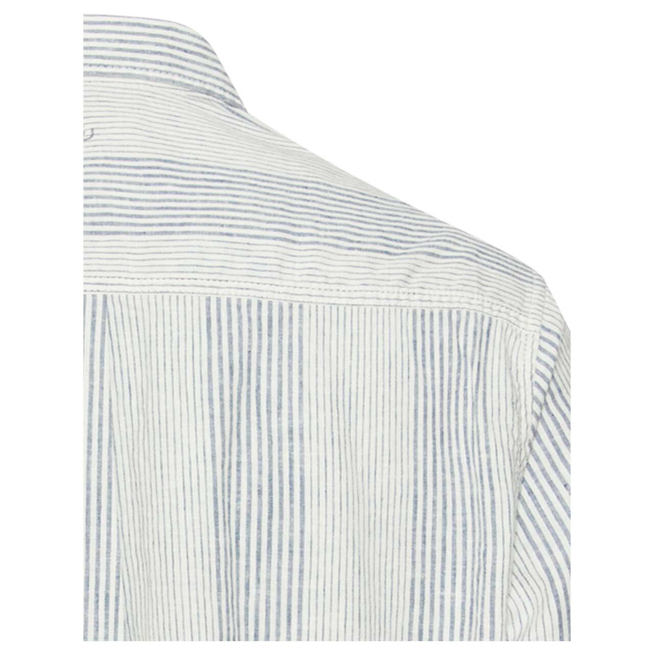 Herren Leinen 1/2 Arm Hemd von Camel active in Blau gestreift, detaillierte Rückansicht