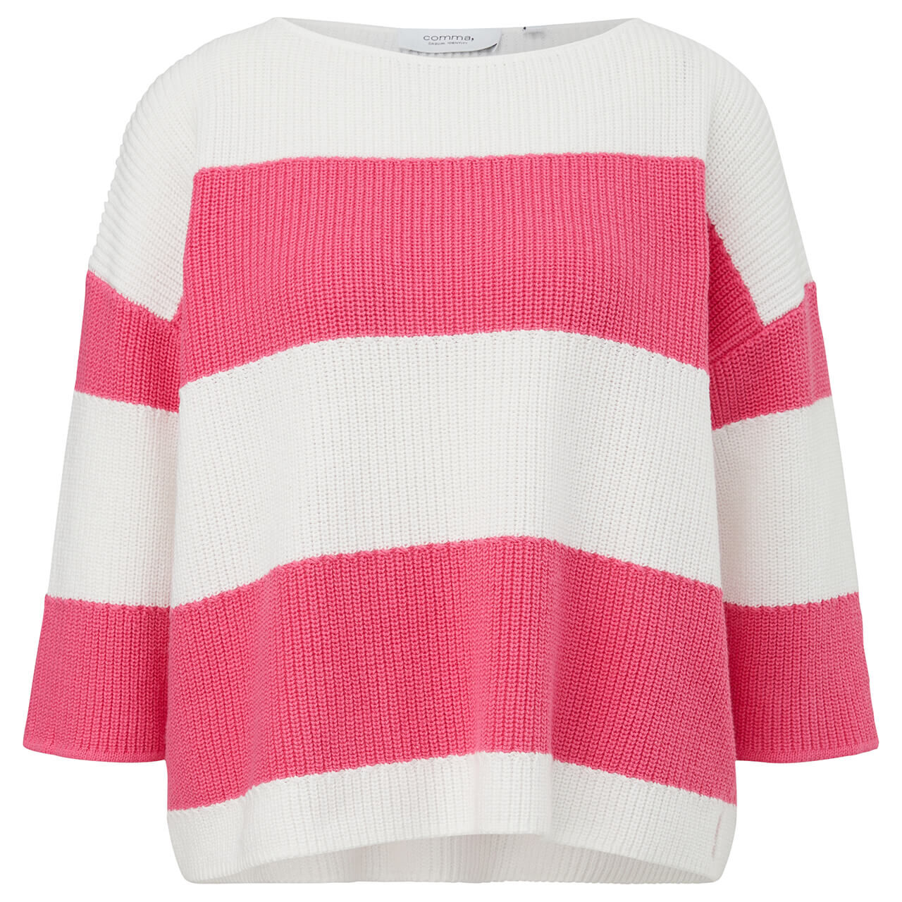 Comma Damen 3/4 Arm Pullover raspberry pink stripes