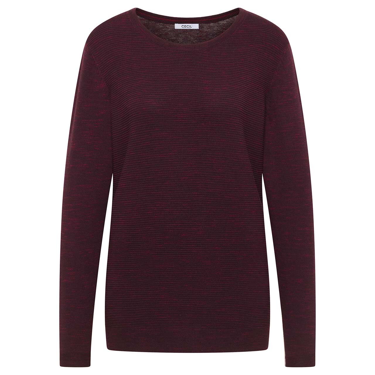 Cecil Damen Pullover Structured Roundneck eggplant red heather melange