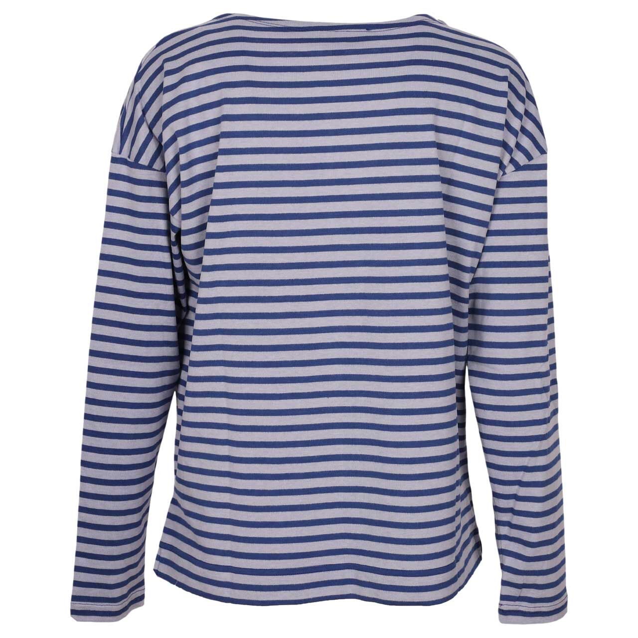 Damen Langarm Shirt Tooske in Blau gestreift, Rückansicht