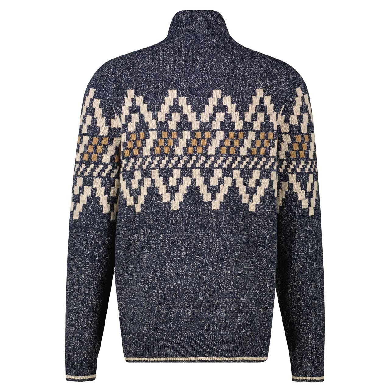 Herren Pullover Troyer von Lerros in Dunkelblau meliert mit Print, Rückansicht