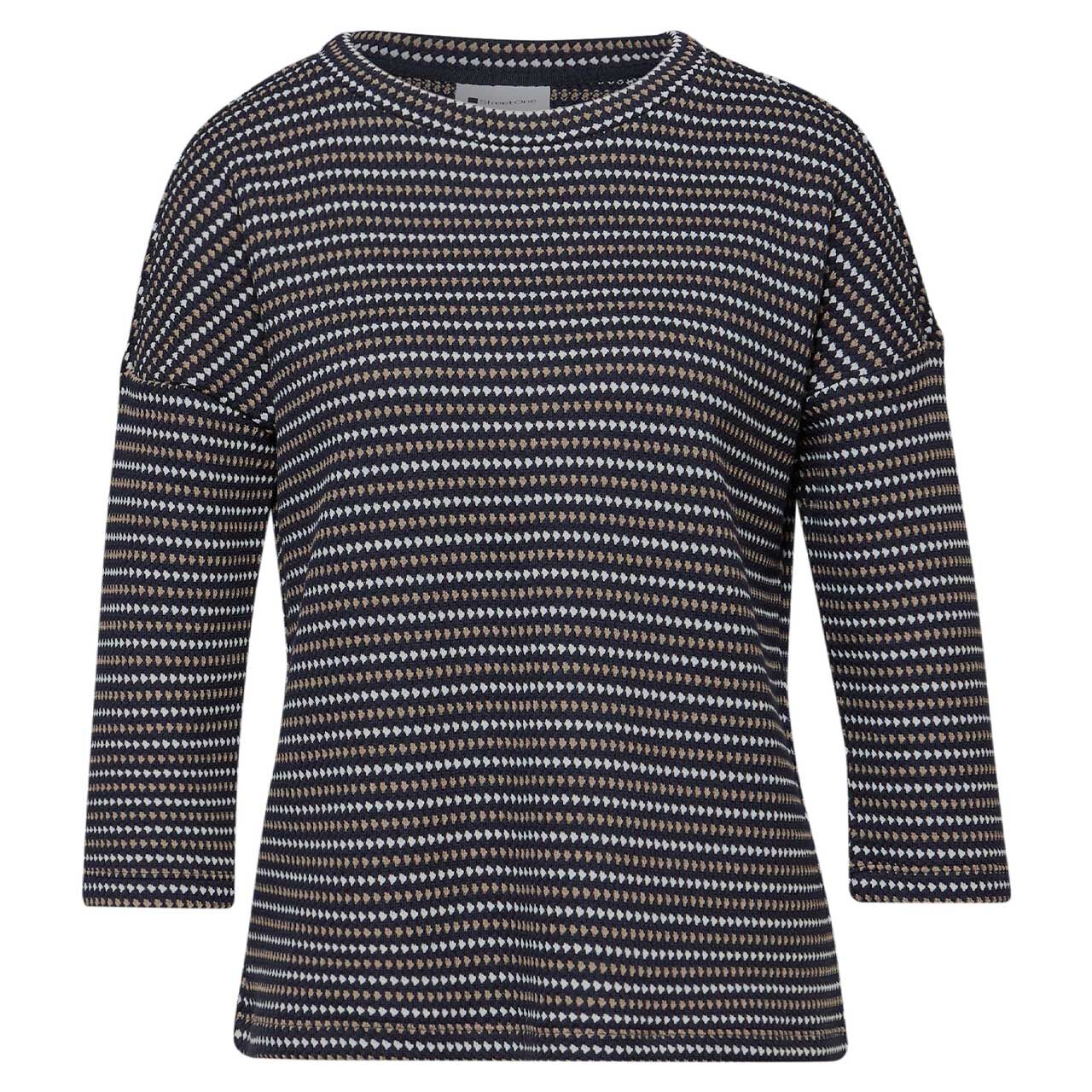 Street One Damen 3/4 Arm Pullover Multicolor Knit Look shadowed navy