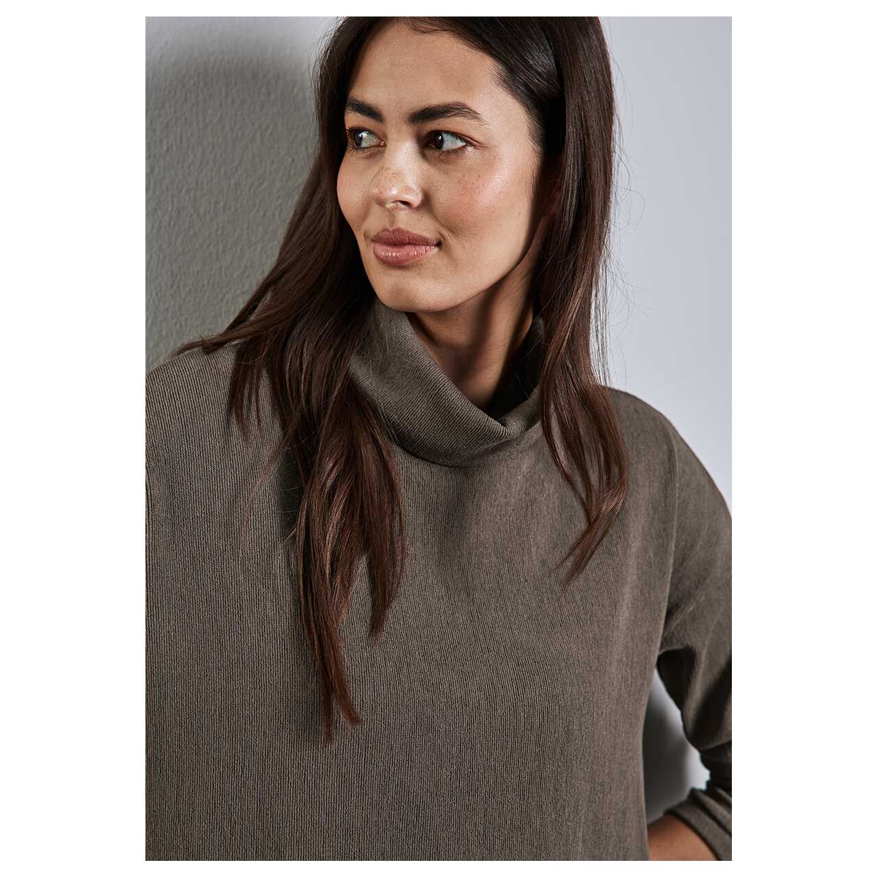 Street One Damen Pullover Fine Vertical Structure muddy brown