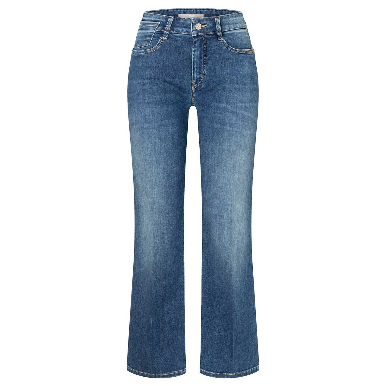 Stretch Damenjeans Laura von MAC in Blau angewaschen, Vorderansicht