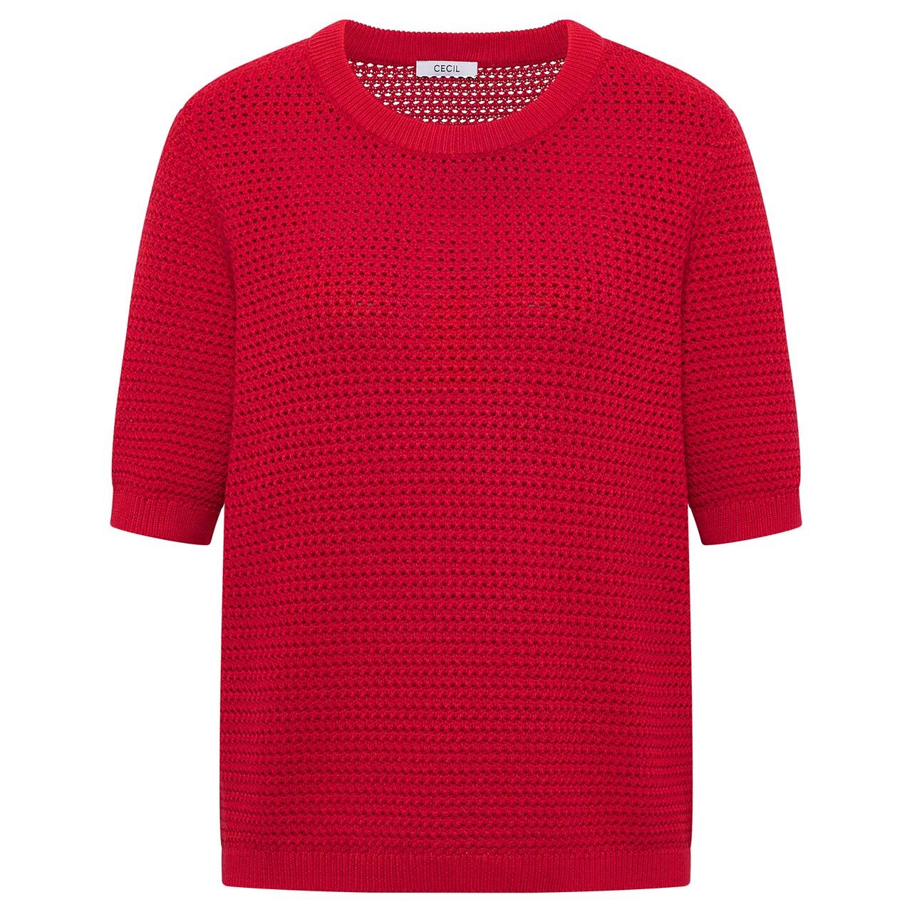 Cecil Damen Kurzarm Pullover Structured Roundneck glazed apple red